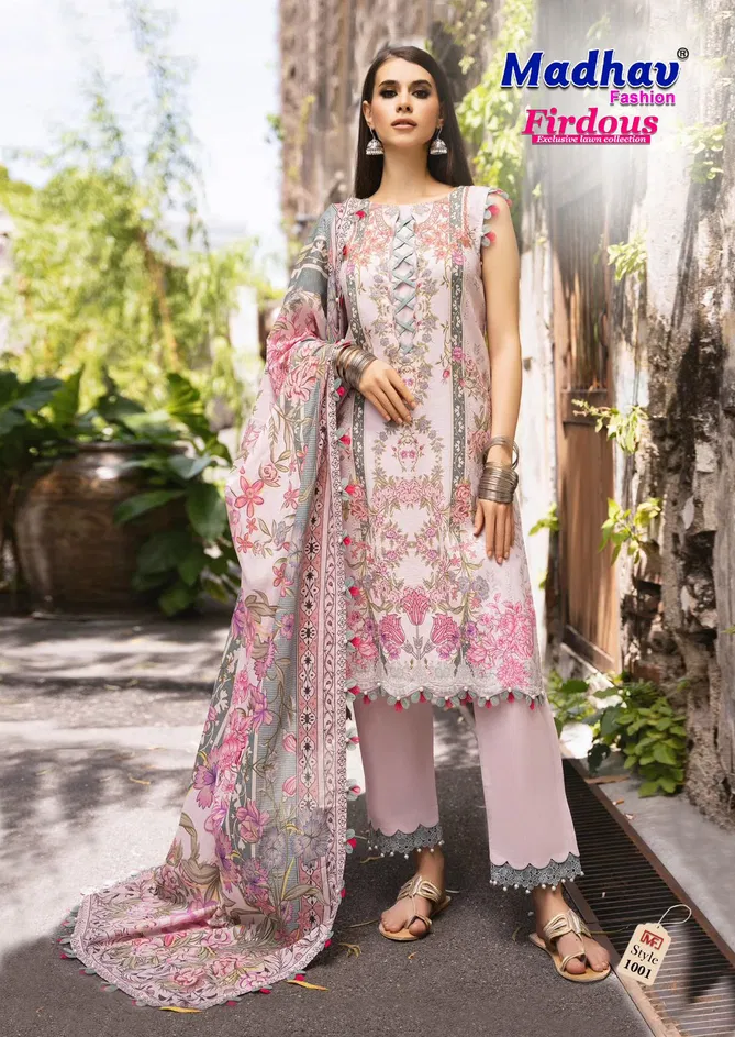 Firdous Vol 3 By Madhav Lawn Cotton Pakistani Dress Material Wholesale Online
